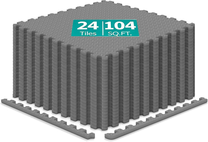 GIANTEX Interlocking Foam Tiles, EVA Foam Mats | 1/2 Inch Thick Puzzle Floor Tiles with Border Edge