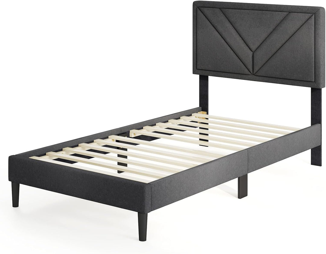 Queen/Full/Twin Size Upholstered Platform Bed Frame with Diagonal Channel Tufted Headboard