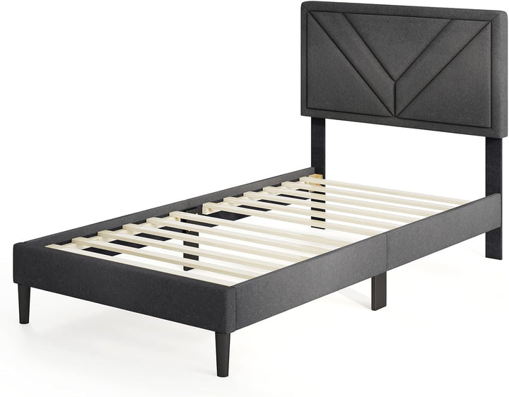 Queen/Full/Twin Size Upholstered Platform Bed Frame with Diagonal Channel Tufted Headboard