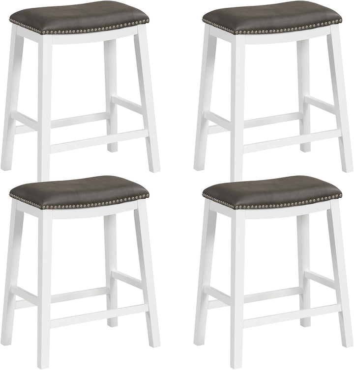 Giantex 26" Counter Height Bar Stools Set of 2, Faux PVC Leather Farmhouse Barstools w/Padded Seat