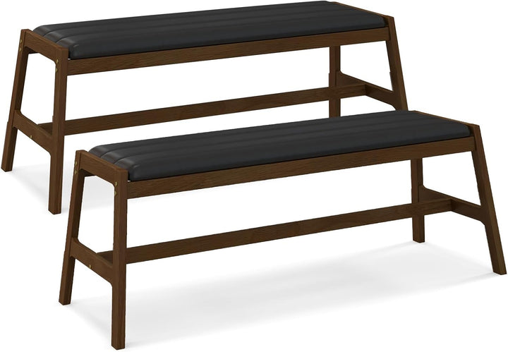 Giantex Upholstered Wood Dining Bench, 50" Entryway Bench w/Padded Seat &amp; Solid Rubber Wood Frame