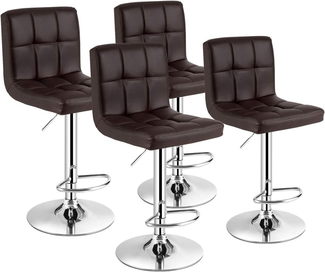 Giantex Bar Stool, Modern Swivel Adjustable Armless Barstools, Square Counter Height PU Leather Bar Stools