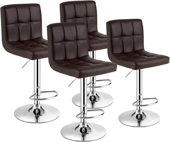 Giantex Bar Stool, Modern Swivel Adjustable Armless Barstools, Square Counter Height PU Leather Bar Stools