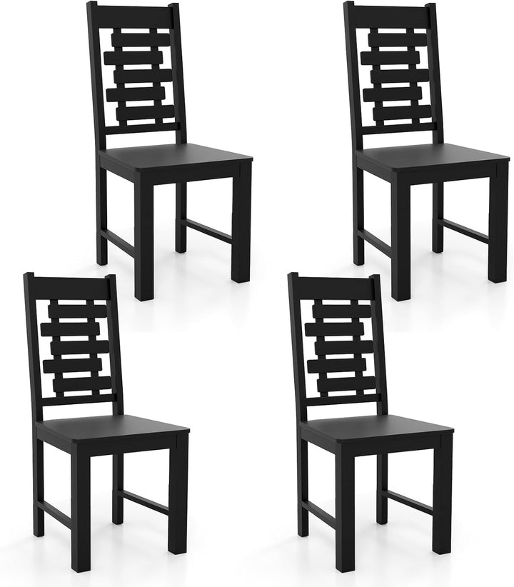 Giantex Wooden Dining Chairs Set 100% Solid Rubber Wood Kitchen Chair with High &amp; Tilted Backrest
