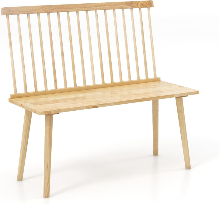 Giantex Entryway Bench for 2, Windsor Bench with Spindle Back &amp; Anti-Slip Foot Pads