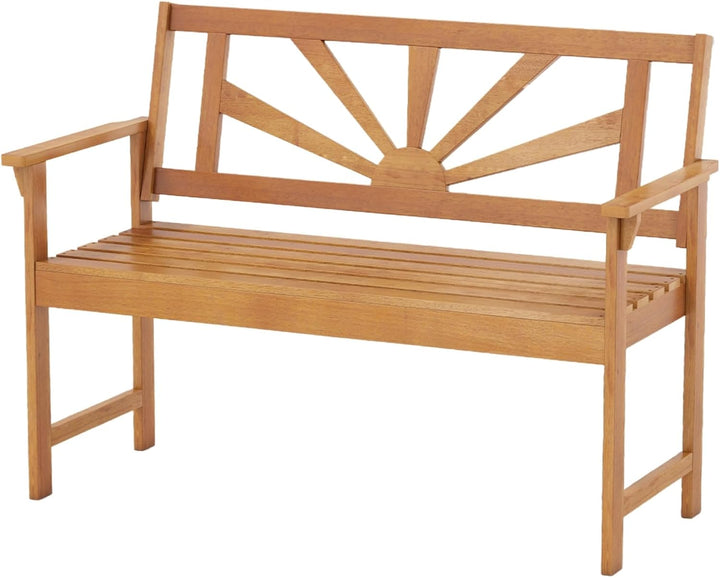 Giantex Outdoor Wooden Bench, 2-Person Patio Garden Loveseat | Patio Bench with Armrests and Backrest