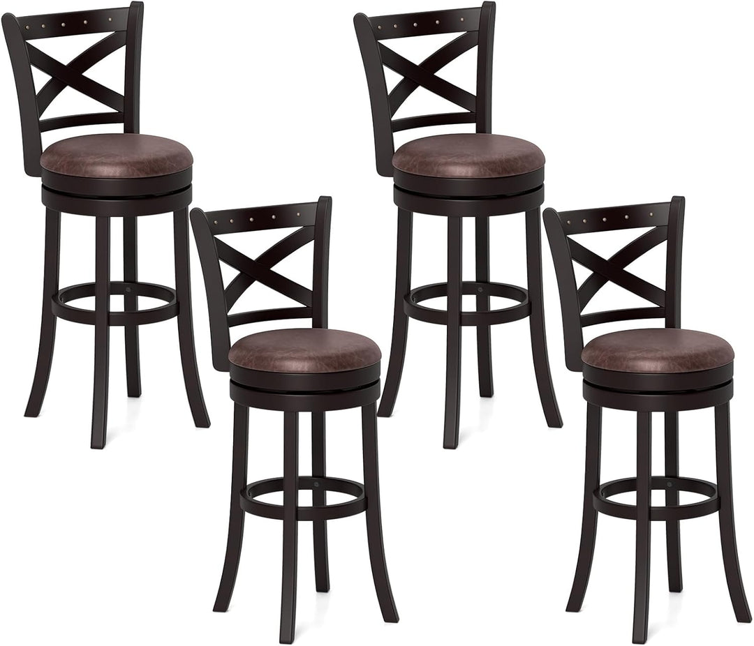 Giantex 30" Swivel Bar Stools with Footrest &amp; Rubber Wood Frame