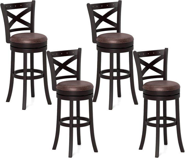Giantex 30" Swivel Bar Stools with Footrest &amp; Rubber Wood Frame