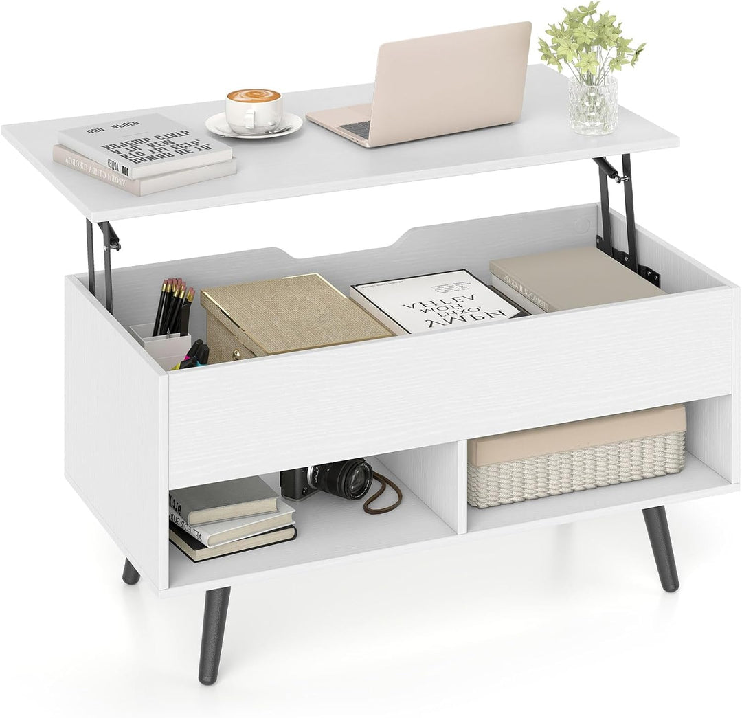 Giantex Lift Top Coffee Table Modern Cocktail Table w/Hidden Compartment &amp; 2 Open Shelves