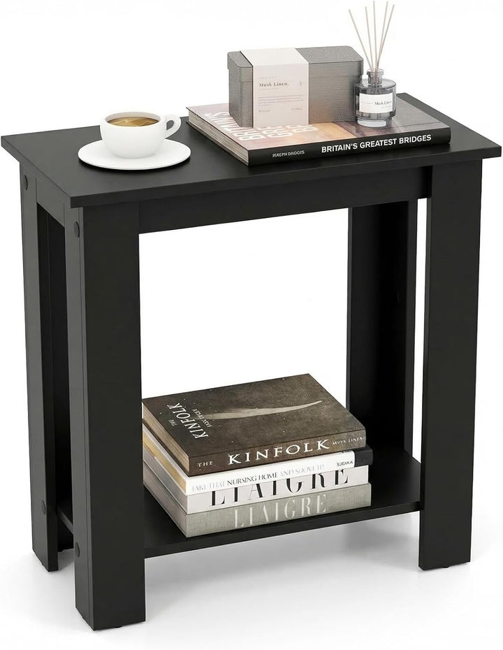 Giantex 2-Tier End Table White, Modern Side Table with Storage Shelf (1/2)