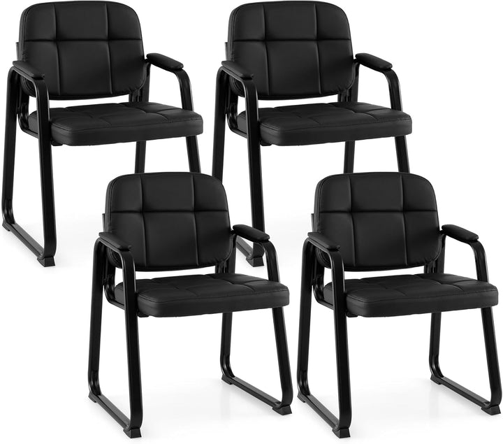 Giantex Waiting Room Leather Office Reception Chairs with Padded Armrests