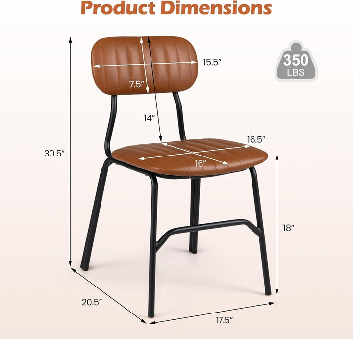 GIANTEX Metal Dining Chairs PU Leather Upholstered Kitchen Chairs | Modern Dining Room Chair w