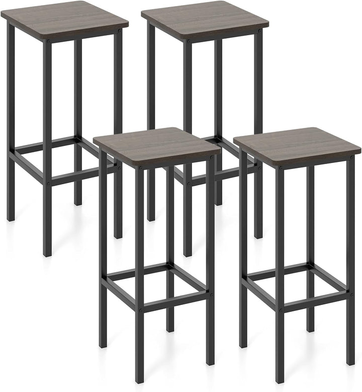 Giantex Bar Stools Set of 4, 26" Backless Barstools with Metal Legs &amp; Footrest, Breakfast Bar Dining Chairs