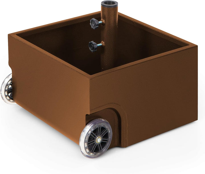 Giantex 150lbs Filled Umbrella Base with Wheels, Heavy Duty Umbrella Stand with Fillable Planter, Drainage Holes, Fit for 1.6&