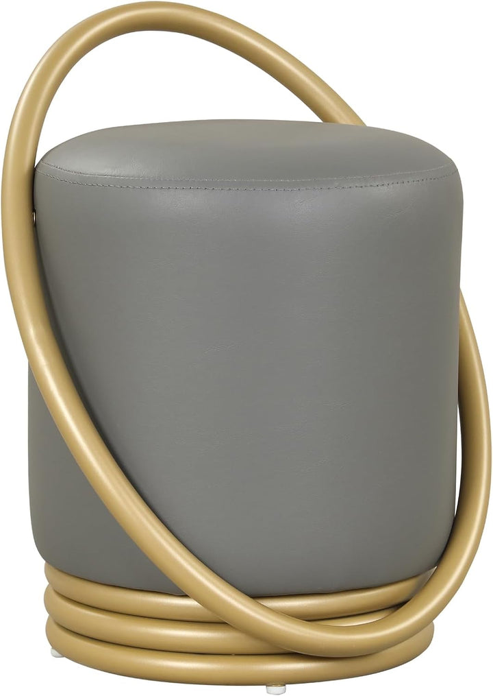 Giantex Modern Round Vanity Stool with Gold Halo Metal Accent
