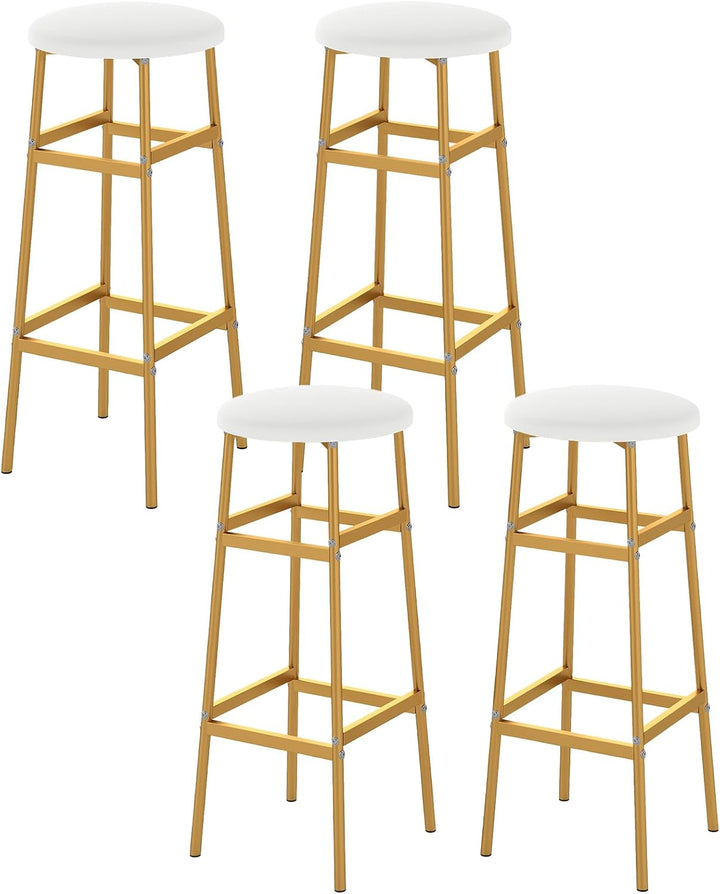 Giantex 29 Inch Bar Stools Set of 2/4 Upholstered Round Backless Bar Height Chairs with Sturdy Metal Frame and Footrest