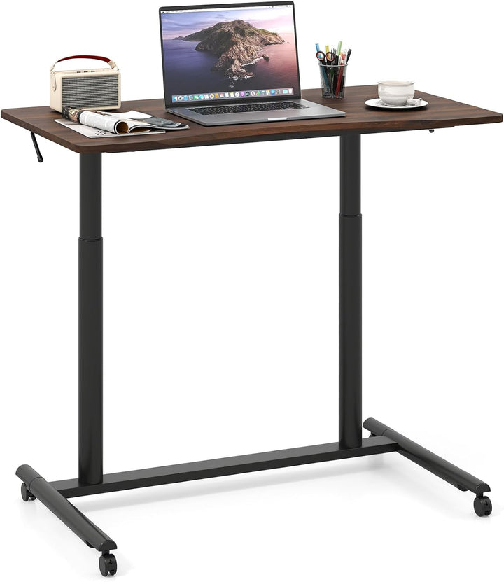 Giantex Mobile Standing Desk Height Adjustable Computer Desk with Wheels &amp; Aluminum Frame