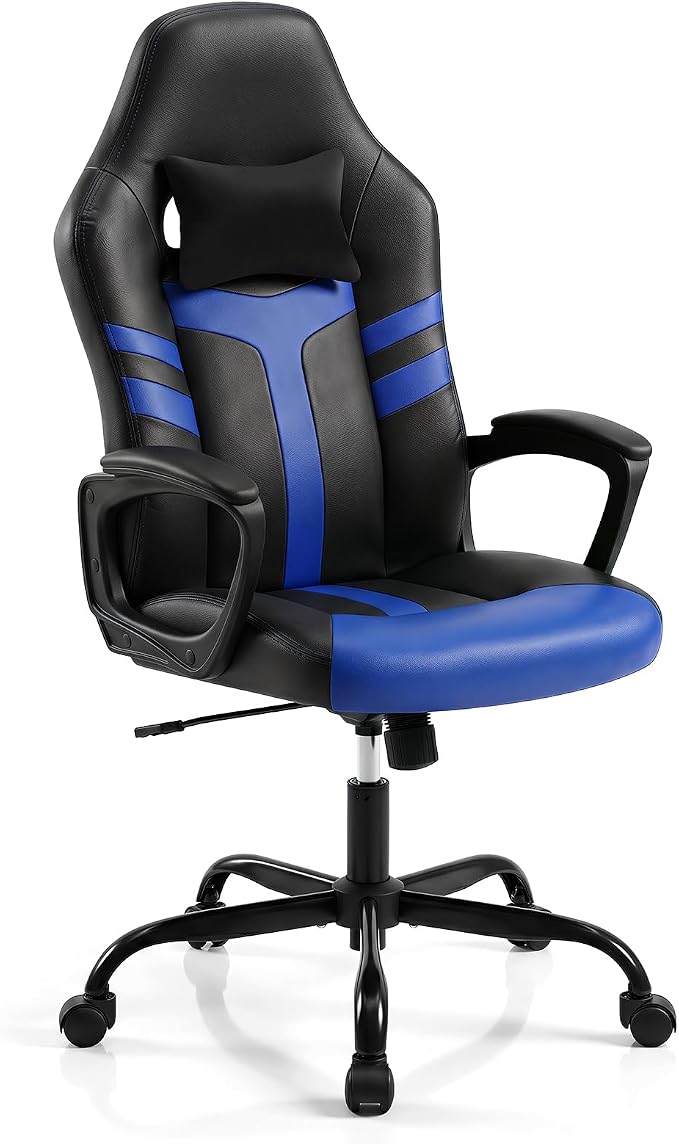 Giantex Faux Leather Upholstered Office Chair w/Removable Head Pillow