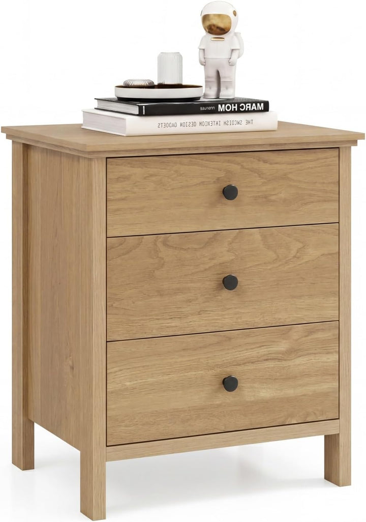 Giantex Nightstand with Drawers Solid Structure Side Table for Storage Bedroom