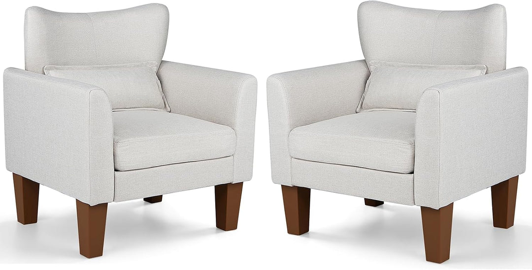GIANTEX Modern Accent Chair with Removable Seat Cushion &amp; Pillow | Upholstered Armchair w/ Strong Support Legs