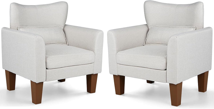 GIANTEX Modern Accent Chair with Removable Seat Cushion &amp; Pillow | Upholstered Armchair w/ Strong Support Legs