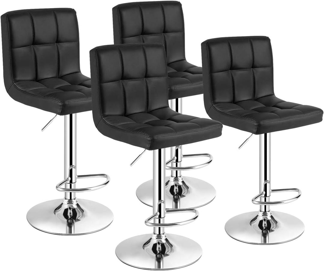 Giantex Bar Stool, Modern Swivel Adjustable Armless Barstools, Square Counter Height PU Leather Bar Stools
