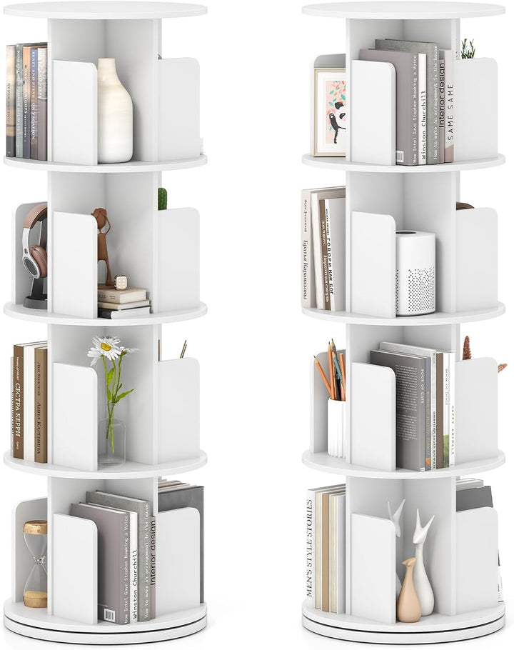 Giantex 4-Tier Rotating Bookshelf 360° Display Rack w/Dividers &amp; Anti-Falling Baffles
