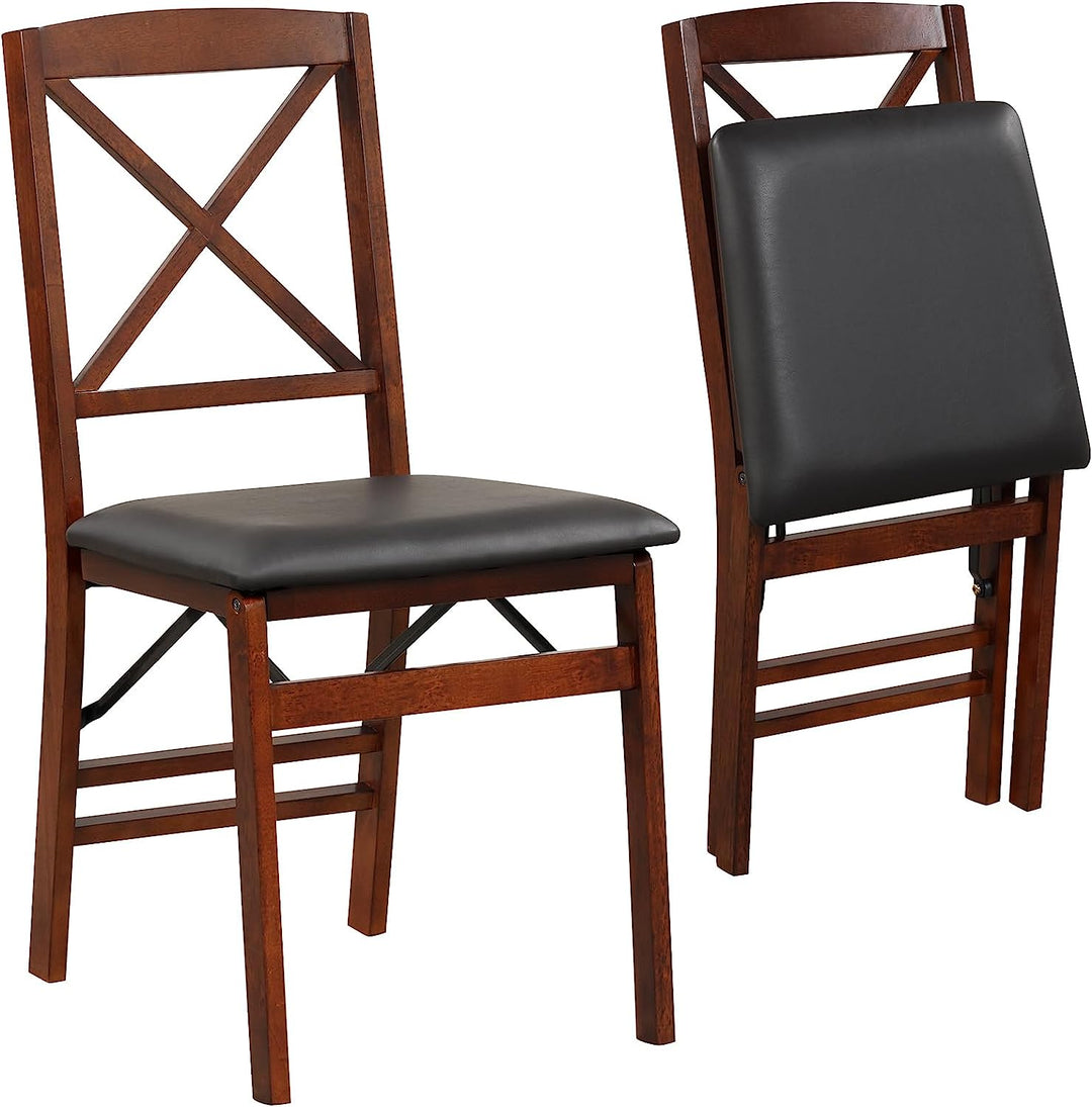 Giantex Folding Dining Chairs Set | Foldable Wood Kitchen Chairs with Padded Seat (2/4)