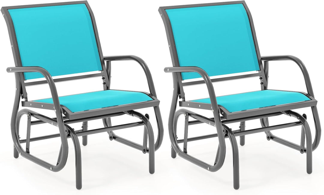 Swing Glider Chair W/Study Metal Frame Comfortable Patio Chair