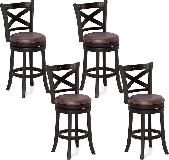 Giantex 26" Swivel Bar Stools with Backs &amp; Upholstered Faux Leather Seat