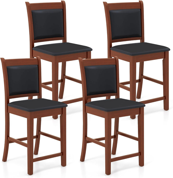 Giantex 24.5" Bar Stools Set of 2, Upholstered Counter Height Bar Stools w/Faux Leather Cushion &amp; Footrest