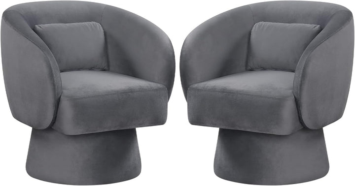 Giantex Swivel Accent Chair Upholstered Barrel Chair with Curved Back &amp; Removable Lumbar Pillow