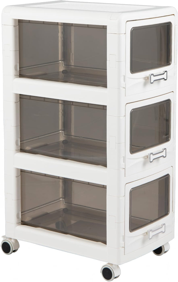 Giantex 3/4/5-Tier Plastic Drawer Storage Organizer Rolling Cart with Drawers &amp; Lockable Wheels