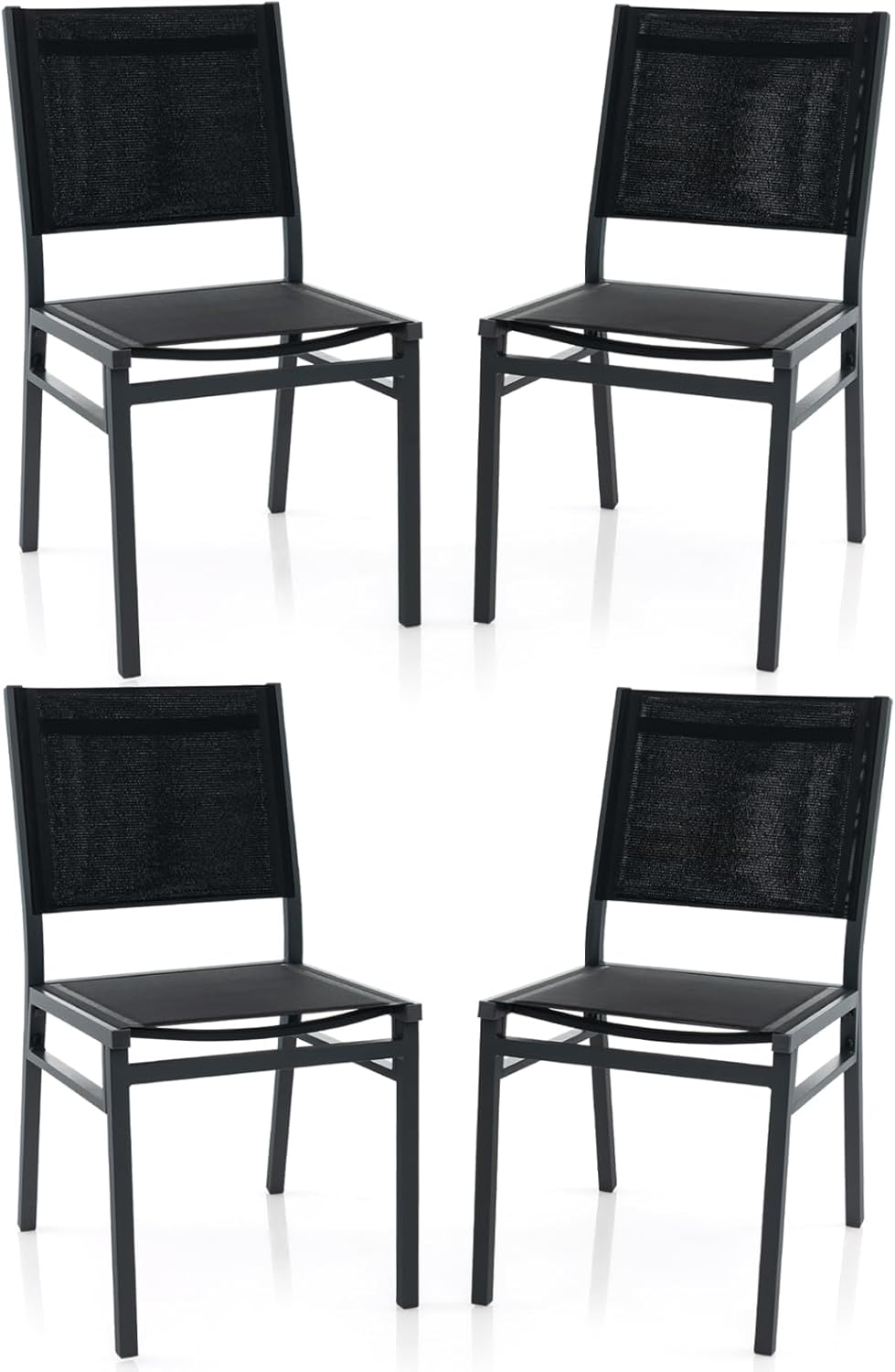 Giantex Outdoor Patio Dining Chair, Armless Dining Chair with Breathable Fabric Seat &amp; Backrest