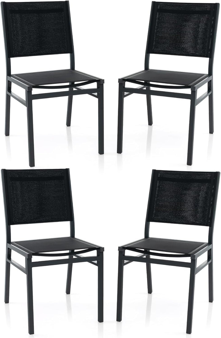 Giantex Outdoor Patio Dining Chair, Armless Dining Chair with Breathable Fabric Seat &amp; Backrest