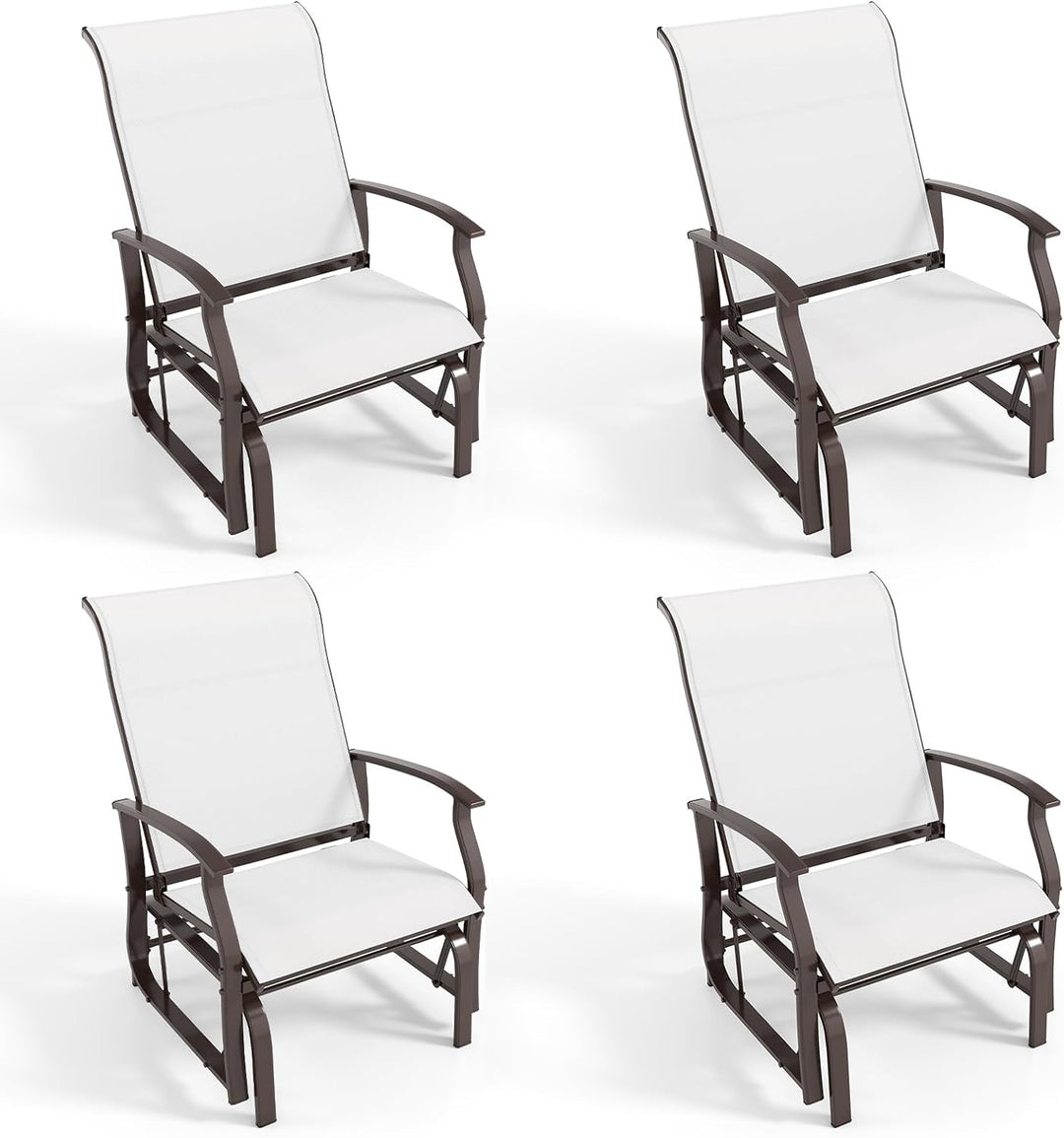 Giantex 2-Pack Outdoor Glider Rocking Chairs with Ergonomic Backrest &amp; Seat