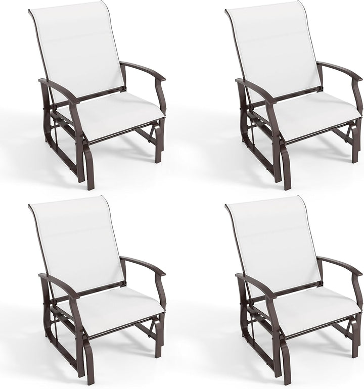 Giantex 2-Pack Outdoor Glider Rocking Chairs with Ergonomic Backrest &amp; Seat