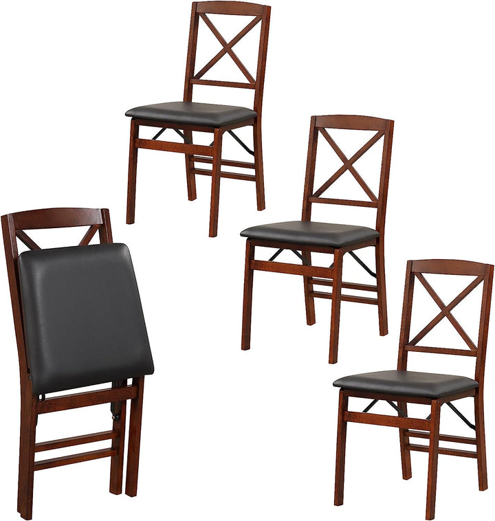 Giantex Folding Dining Chairs Set | Foldable Wood Kitchen Chairs with Padded Seat (2/4)