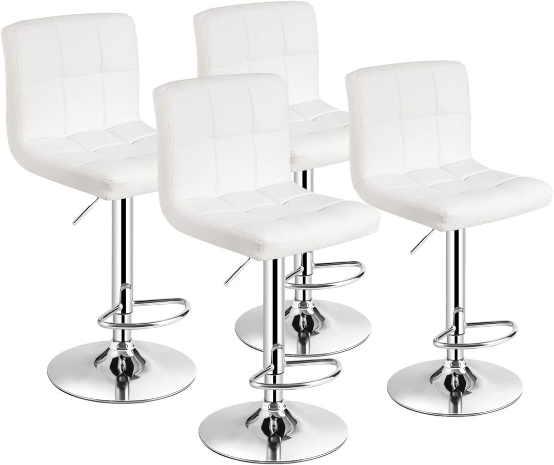 Giantex Bar Stool, Modern Swivel Adjustable Armless Barstools, Square Counter Height PU Leather Bar Stools