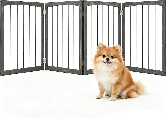 Giantex Freestanding Foldable Dog Gate Indoor, 83" W x 30" H Extra Wide