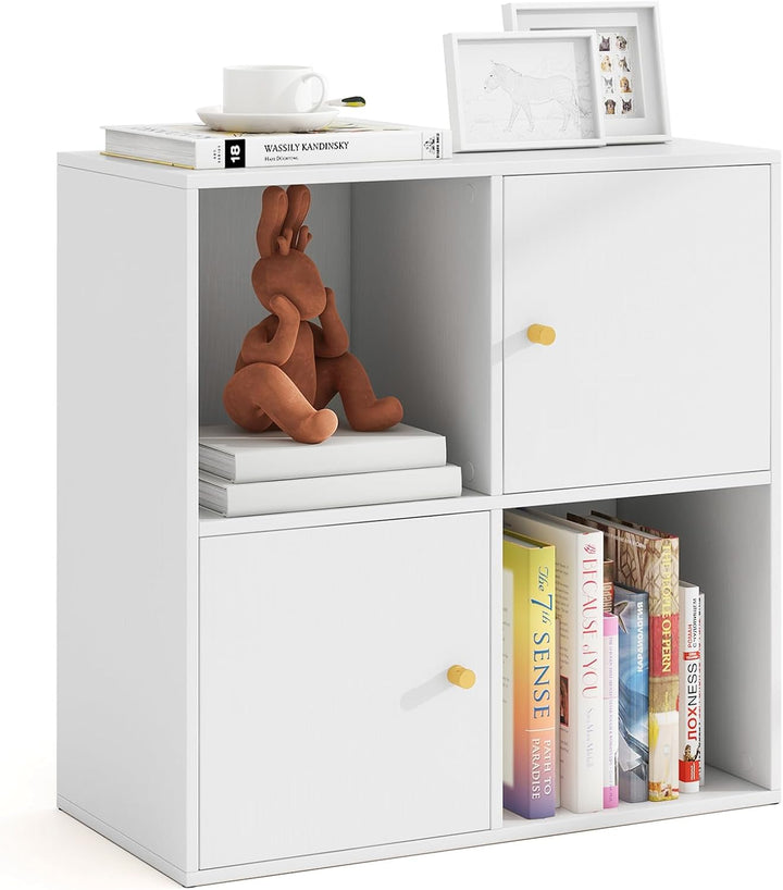 Giantex 4 Cube Bookcase | 2-Tier Freestanding Book Shelf with Open Compartments