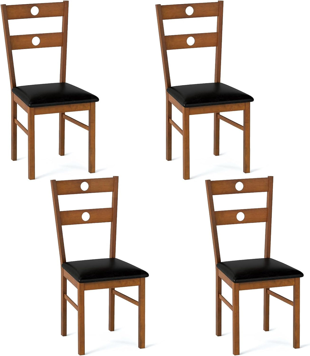 Giantex PU Leather Upholstered Kitchen Chairs w/Hollowed Backrest &amp; Padded Seat