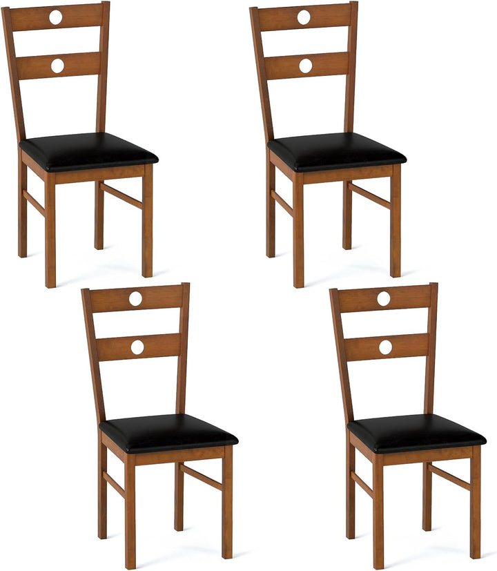 Giantex PU Leather Upholstered Kitchen Chairs w/Hollowed Backrest &amp; Padded Seat