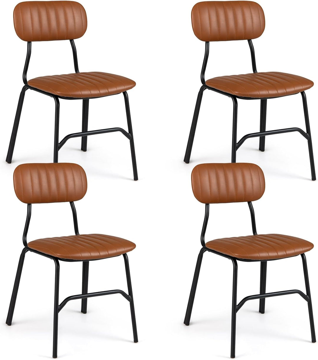 GIANTEX Metal Dining Chairs PU Leather Upholstered Kitchen Chairs | Modern Dining Room Chair w