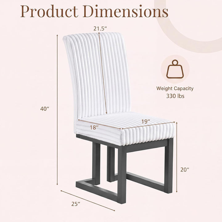 GIANTEX Upholstered Dining Chairs Set of 2, Kitchen Chairs with High Back | Modern Dining Room Chairs with Fabric Channel Back &amp; Seat
