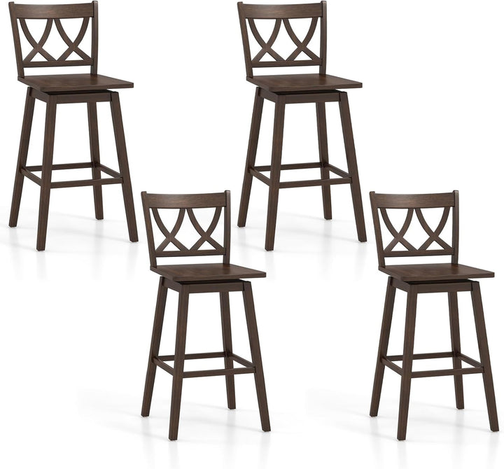 Giantex 29" Bar Stools Set of 2/4, Swivel Wooden Bar Chairs with Rubber Wood Frame, for Kitchen Island, Restaurant &amp; Pub, Dark Grey