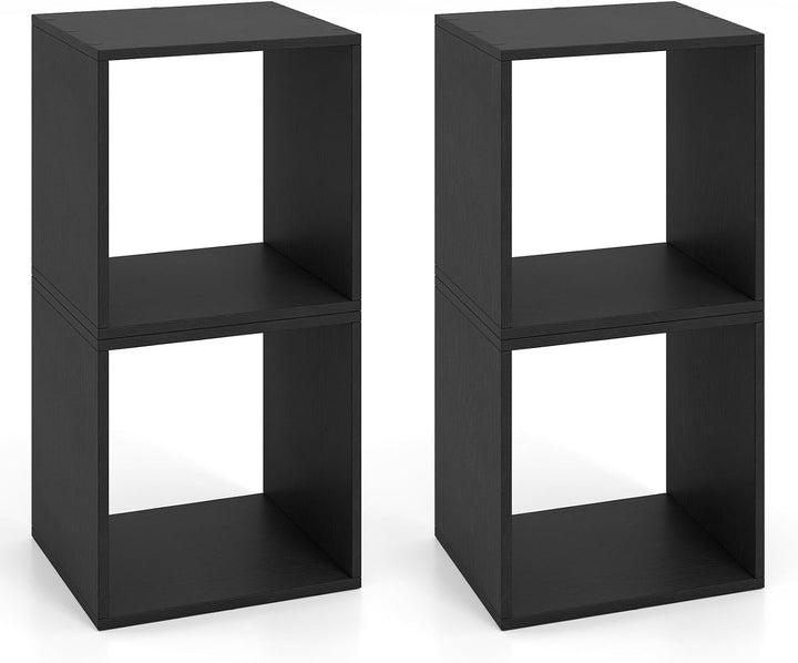 Giantex 2/4 Cube Bookshelf Organizer, 2-Tier Stackable Cube Storage Organizer