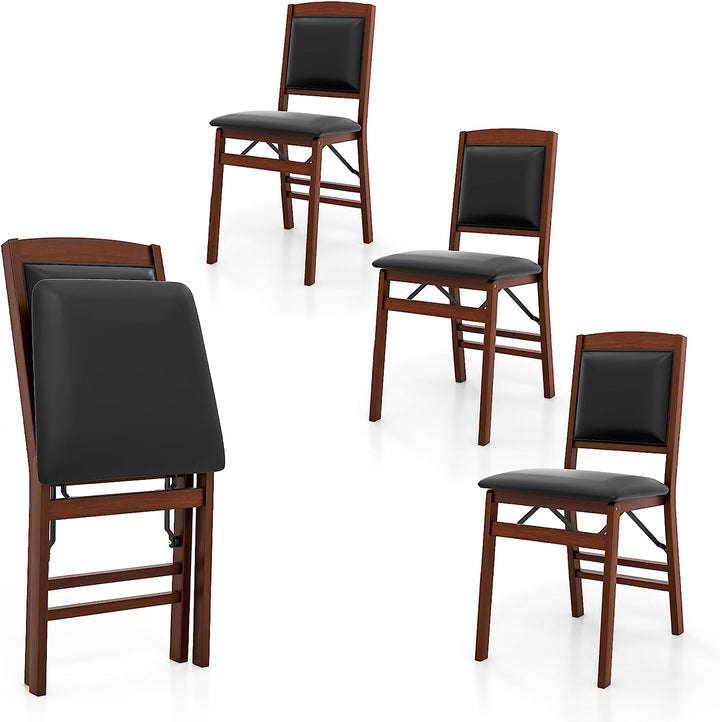 Giantex Folding Dining Chairs Set | Foldable Wood Kitchen Chairs with Padded Seat (2/4)