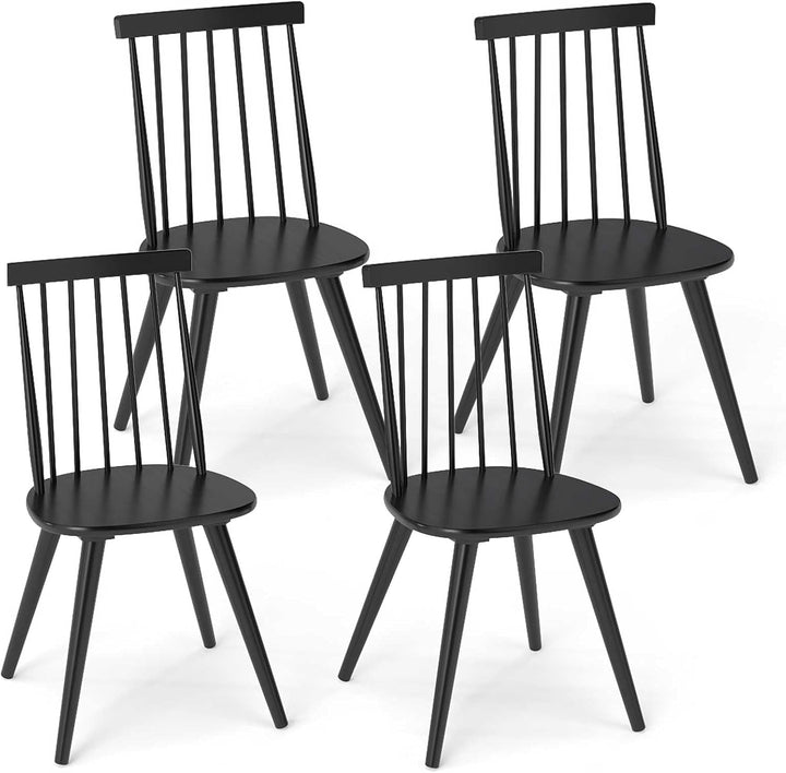 Giantex Windsor Dining Chairs Set of 2/4 Farmhouse Wooden Black Kitchen Chairs