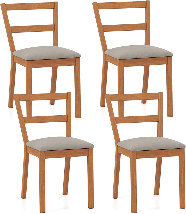Giantex Wooden Dining Chairs Set of 2/4 Farmhouse Upholstered Kitchen Chairs with Rubber Wood Legs &amp; Fabric Padded Seat